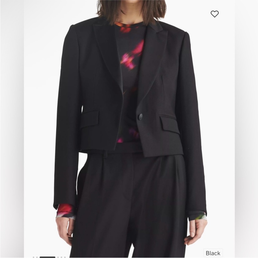 Rag and Bone Womens Valerie Italian Wool Cropped Blazer Black 10 Career Academia
